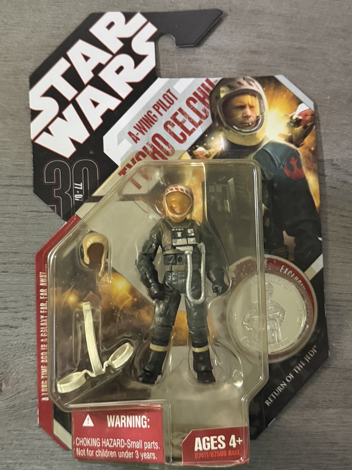 2007 Star Wars 30th Anniversary A-Wing Pilot Figure Tycho Celchu W/ Coin New