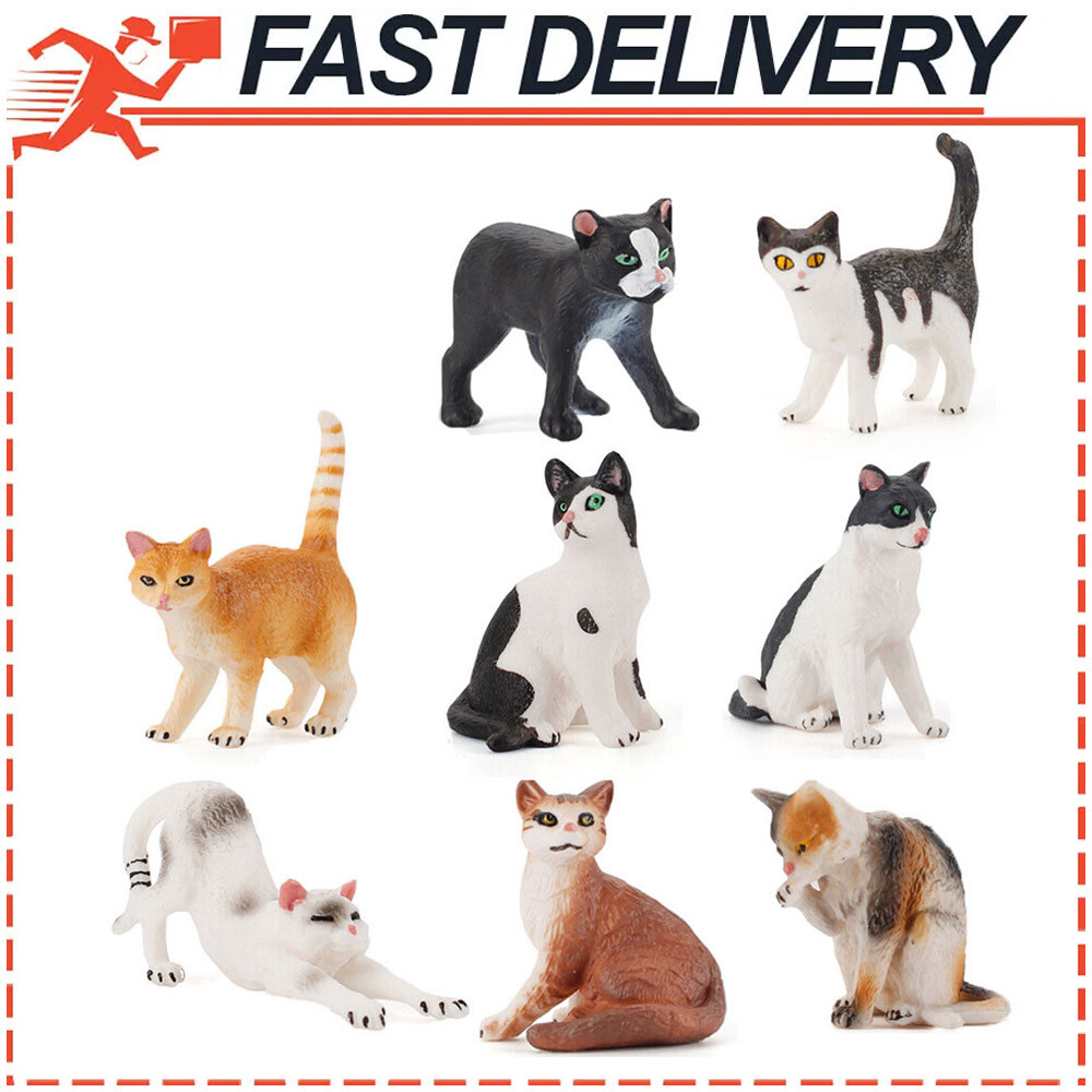 8Pack PVC Cat Figurine Cat Doll Toy Set Kitten Gift Decoration Desktop ornaments