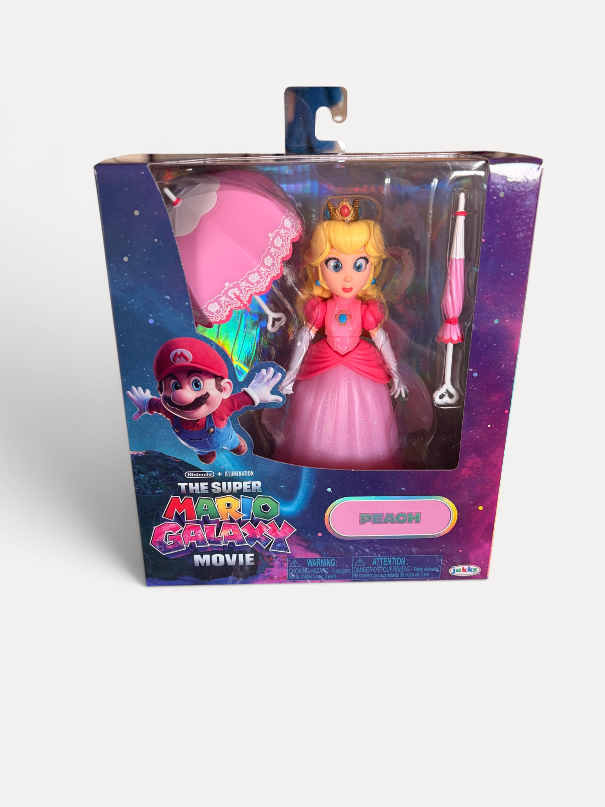 Super Mario Galaxy Movie Princess Peach Figure w/ Parasol Jakks New Sealed