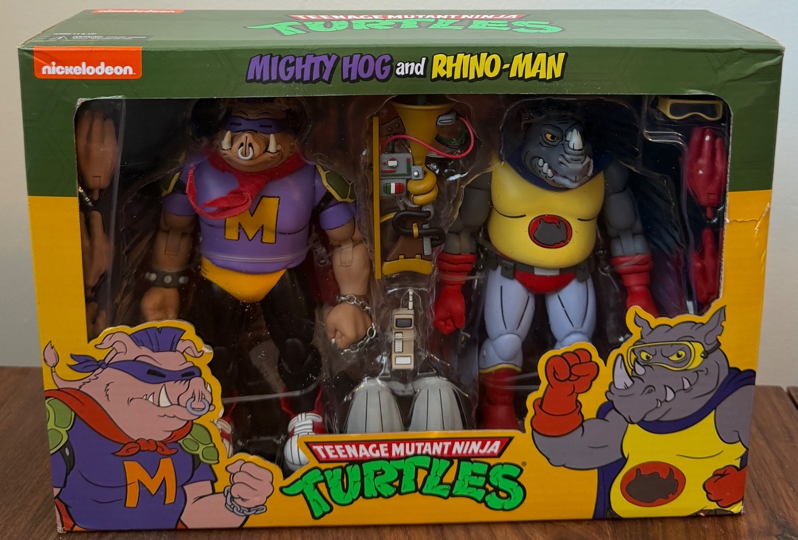 NECA Teenage Mutant Ninja Turtles Mighty Hog and Rhino-Man Figures 2022 New
