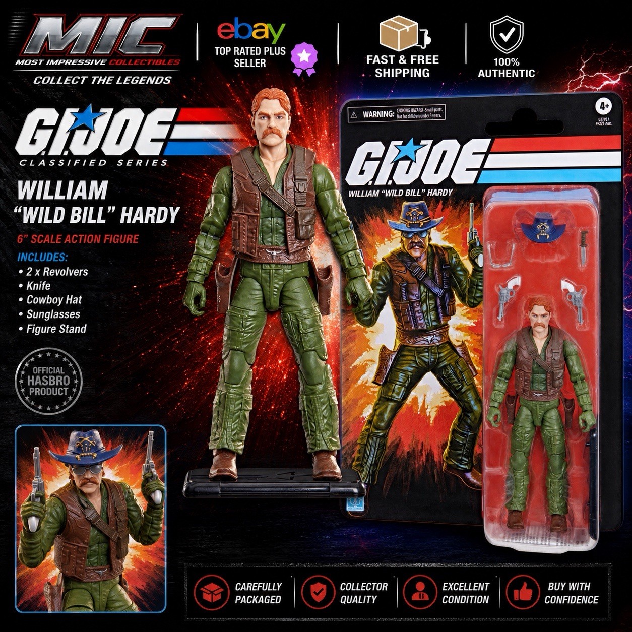 GI Joe Classified Series Retro Cardback Wild Bill Hardy 6in Figure New Hasbro