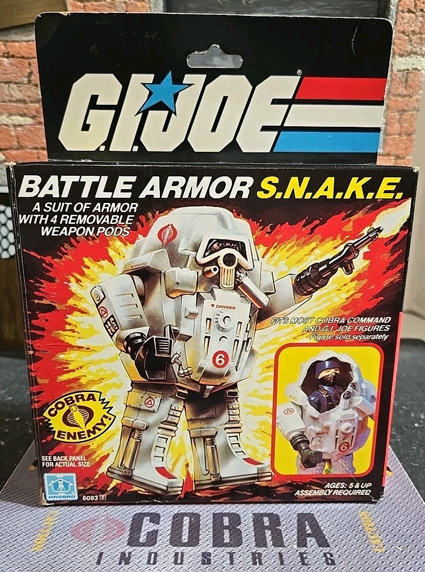 GI JOE ~ 1983 SNAKE BATTLE ARMOR ~ S.N.A.K.E. ~ 100% COMPLETE & WHITE BLUEPRINT