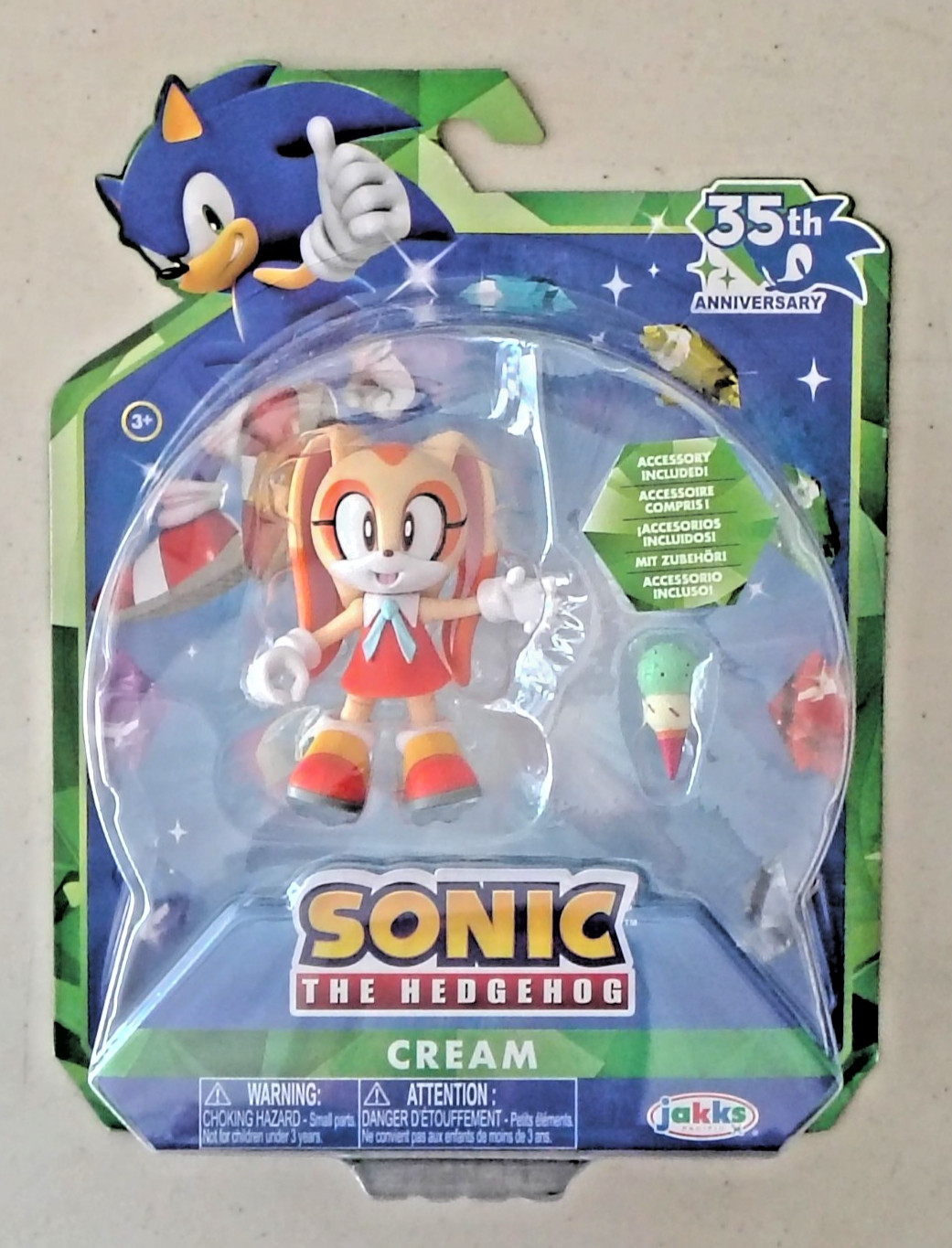 Jakks Sonic The Hedgehog 35th Anniversary CREAM w Ice Cream Cone 4″ Figure NEW