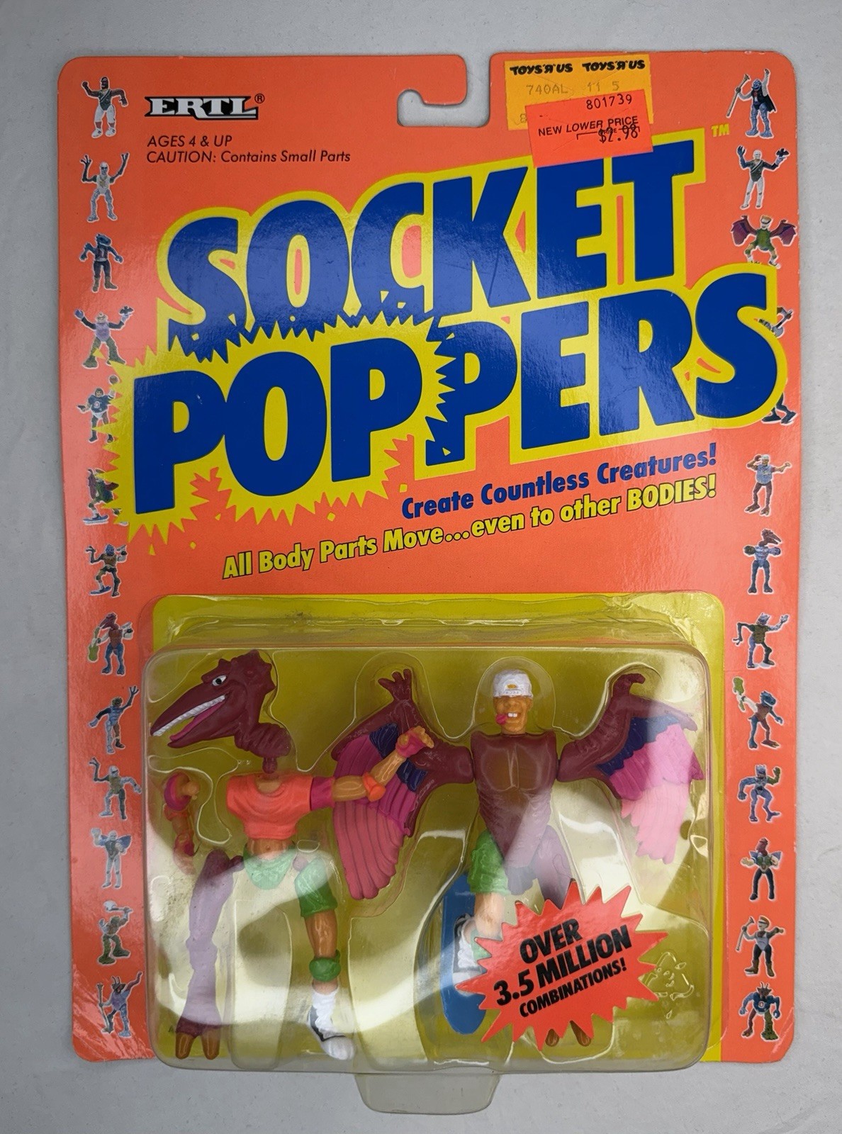 Vintage Socket Poppers by ERTL 1991 Skateboarder Pterodactyl Sealed New