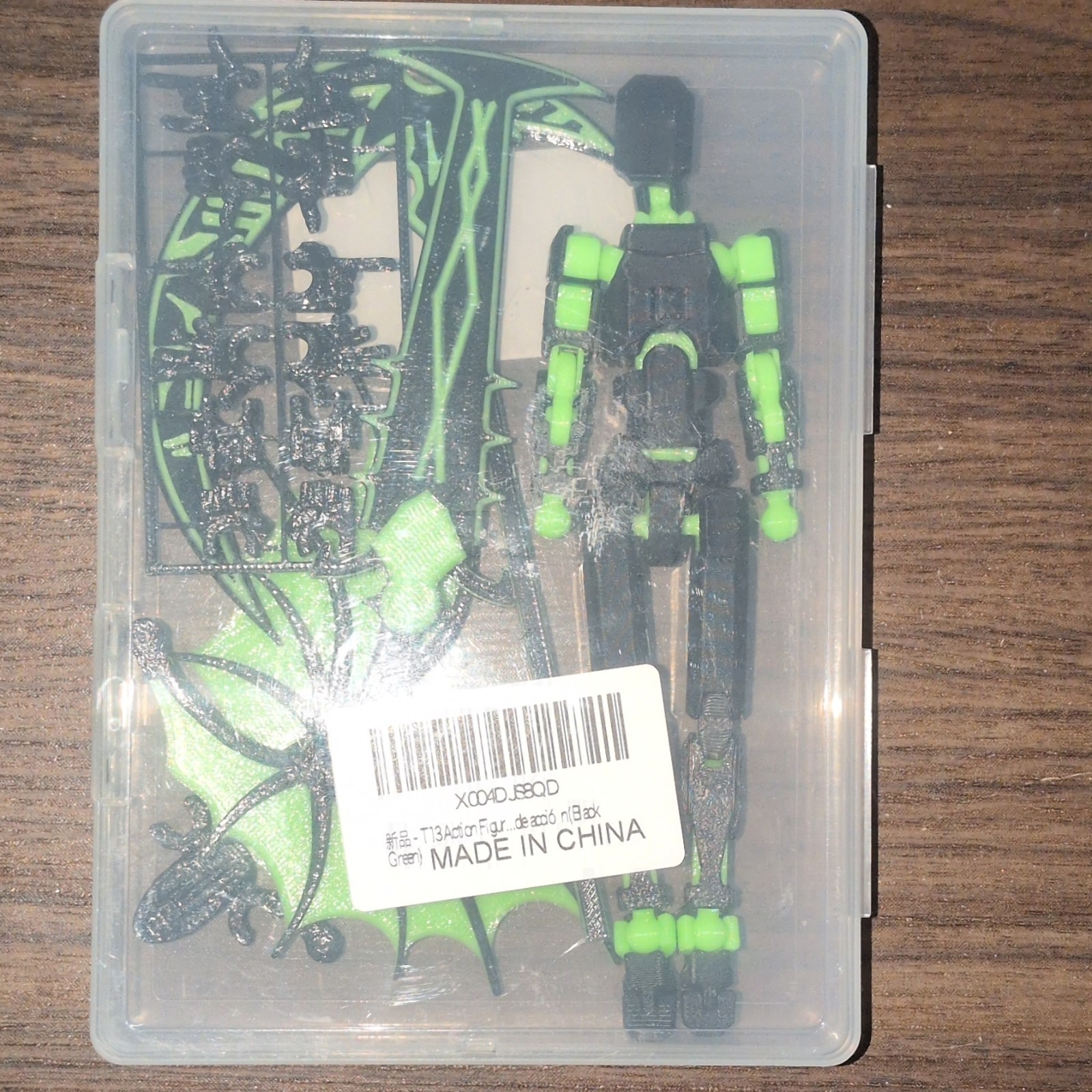 T13 Action Figure Black Green Plastic Poseable with Accessories Made in China