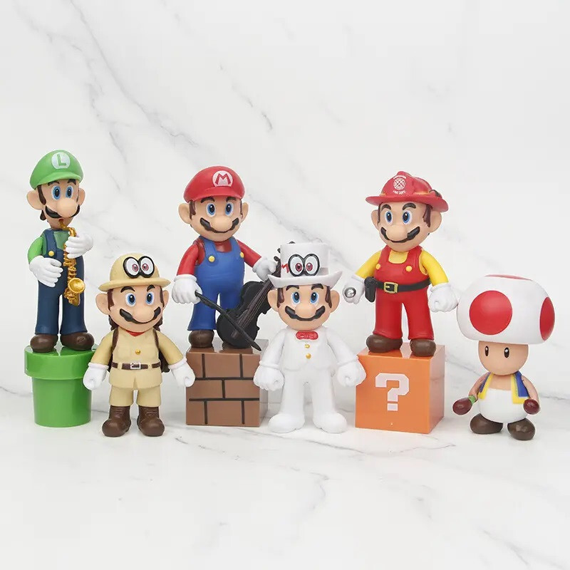 9 Pcs Set Super Mario Bros Toad Luigi Action Figures Model Birthday Gift Toys