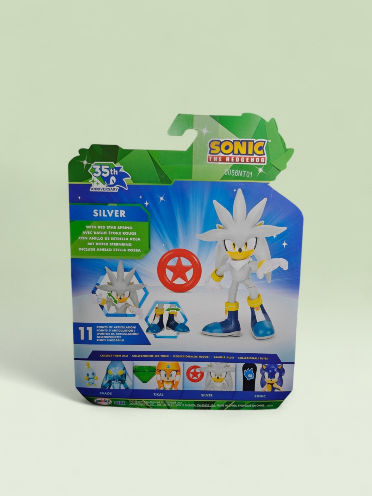 SILVER 35th Anniversary Jakks Sonic The Hedgehog w Red Star Spring 4″ Figure NEW