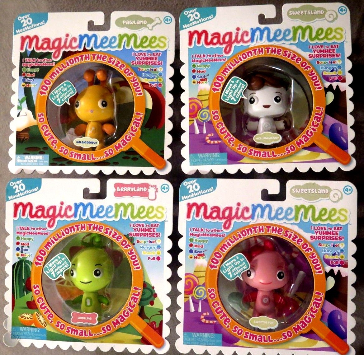 MagicMeeMees/ Lot of 4/ 20 Mee Motions/ Light up in 7 Different Colors/ BNIP