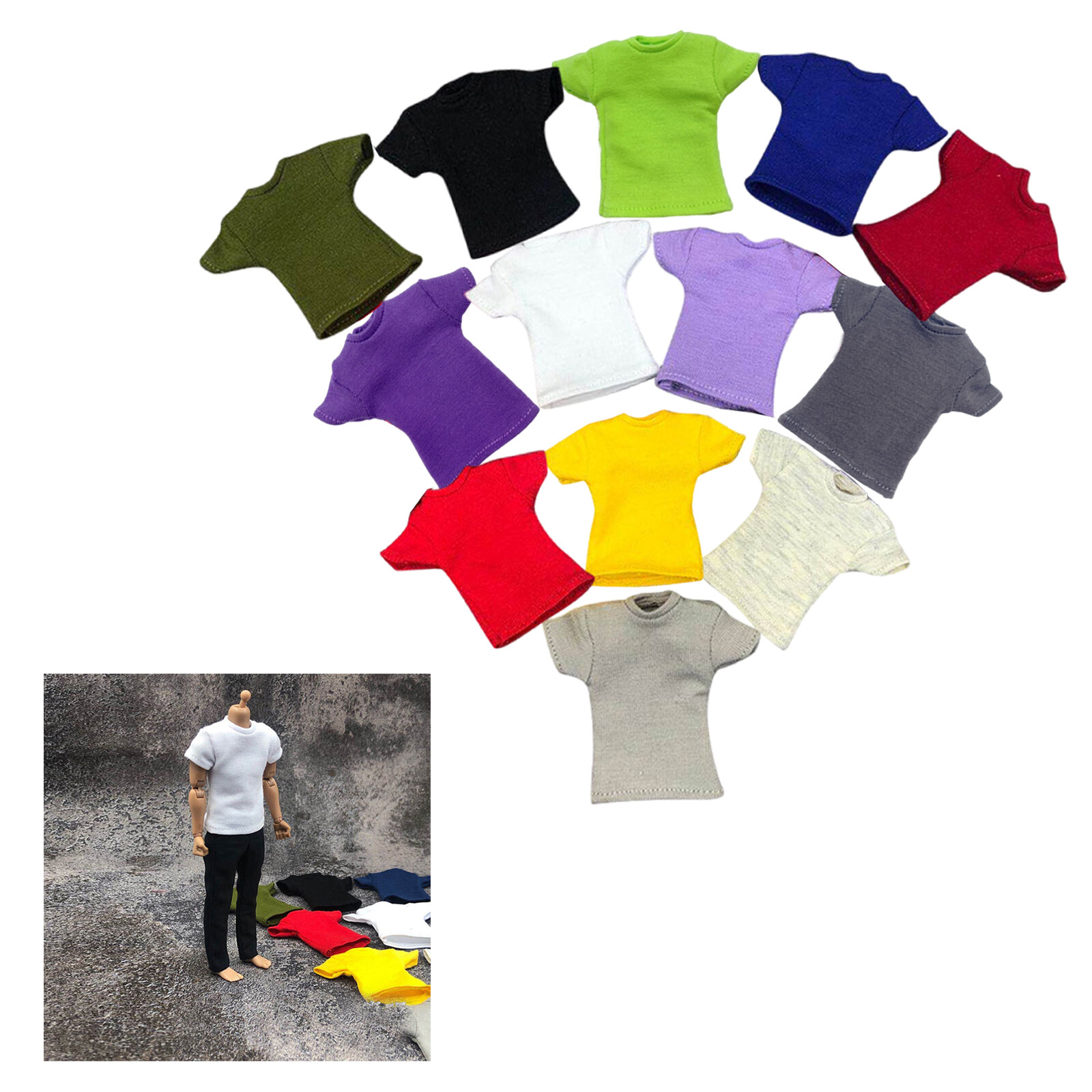 1/12 Short Sleeve T-shirt Tops Clothes Fit 6inch HT Male Action Figure Model Toy