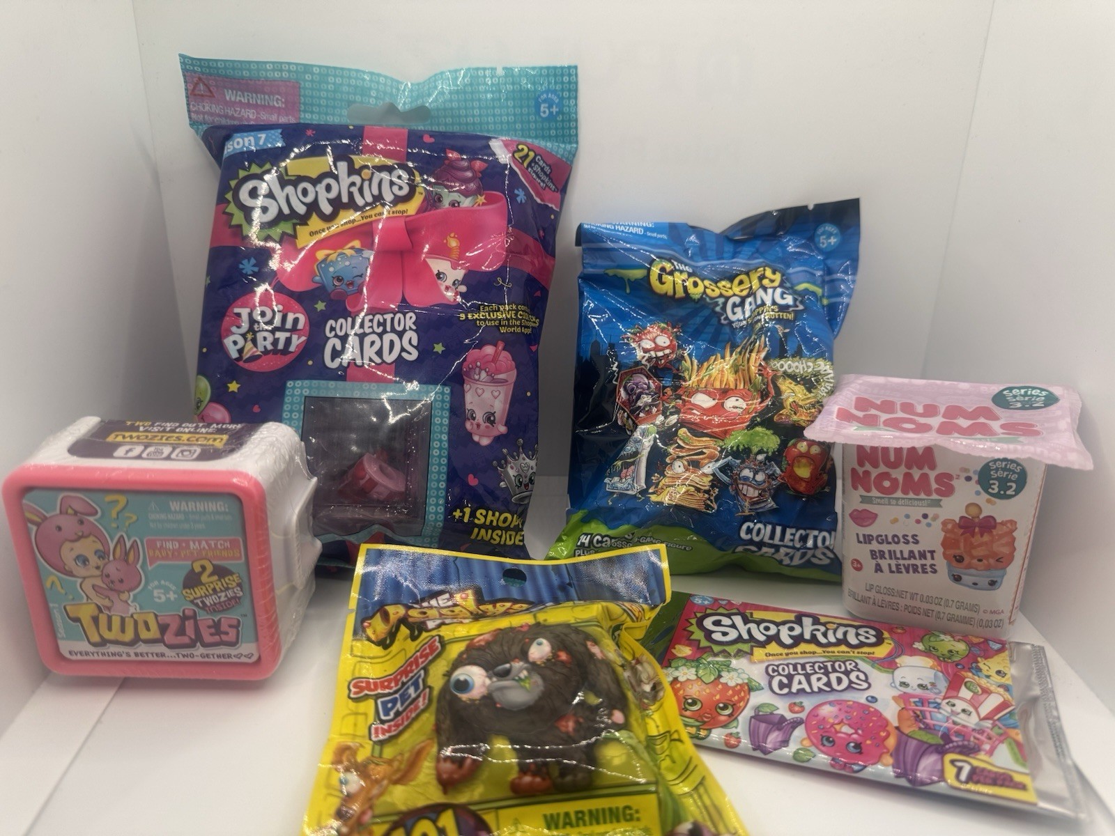 MOOSE TOYS VARIETY PACK LOT OF 6 – SHOPKINS, NUM NOMS, GROSSERY GANG, TWOZIES..
