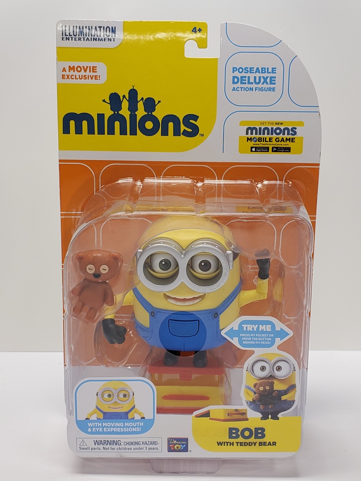 Minions Posable Deluxe Action Figure Bob With Teddy Bear & Moving Mouth