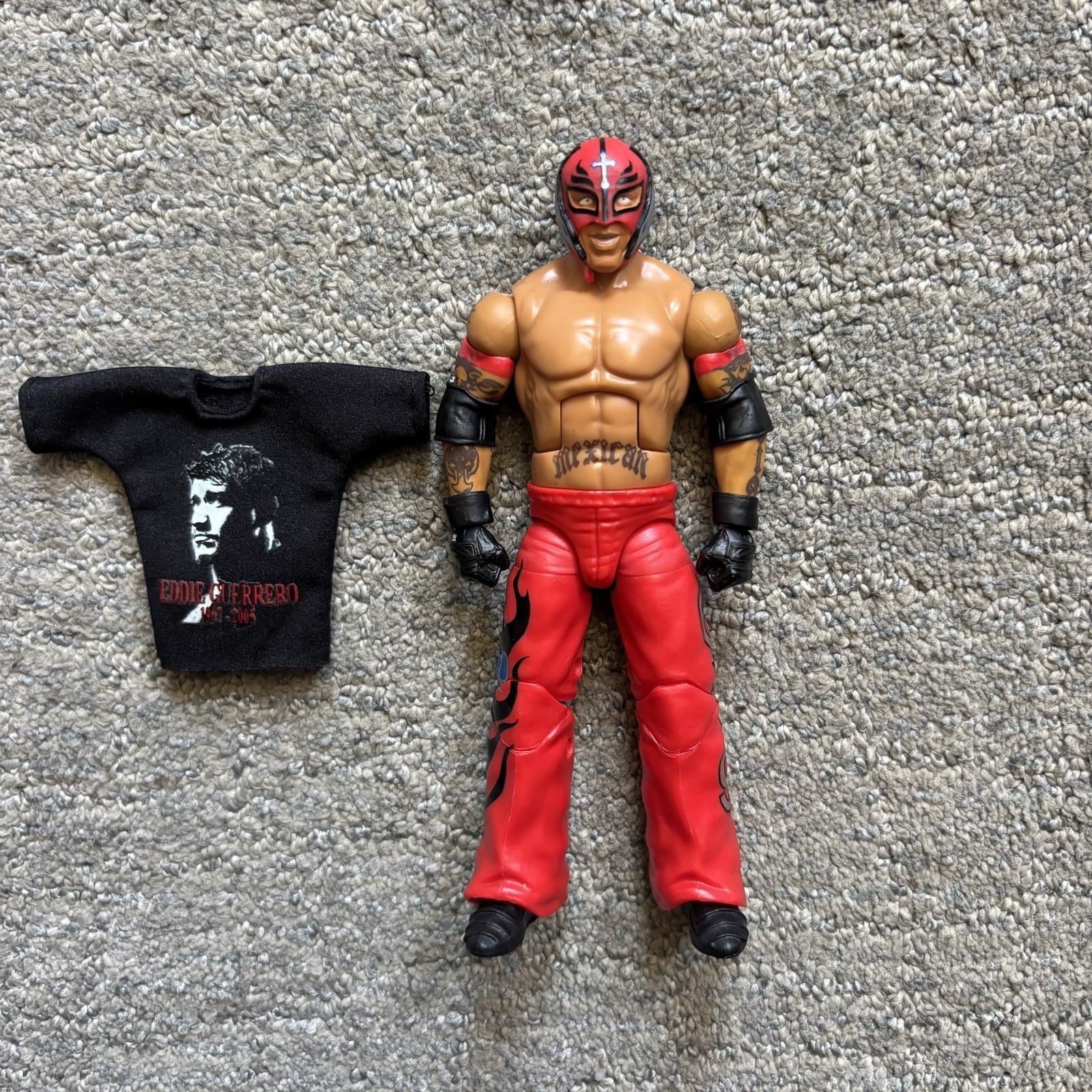 WWE Elite Royal Rumble Rey Mysterio Action Figure + Custom Eddie Guerrero Shirt