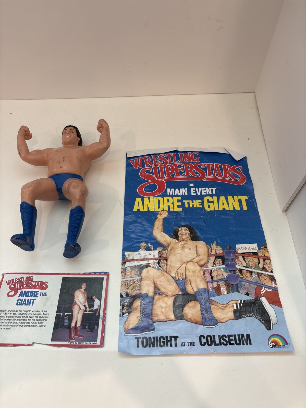 Vintage LJN WWF Superstars 1986 Andre the Giant Short Hair w/ Poster & Bio Card!