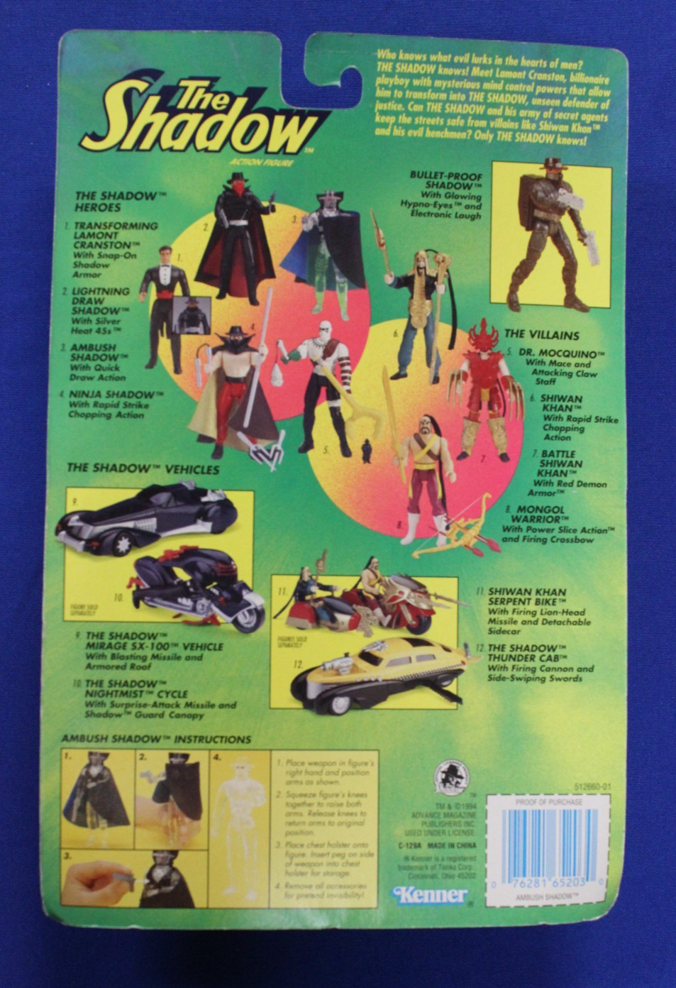 Kenner 1994 The Shadow Lightning Draw Shadow & Ambush Shadow Action Figure Lot