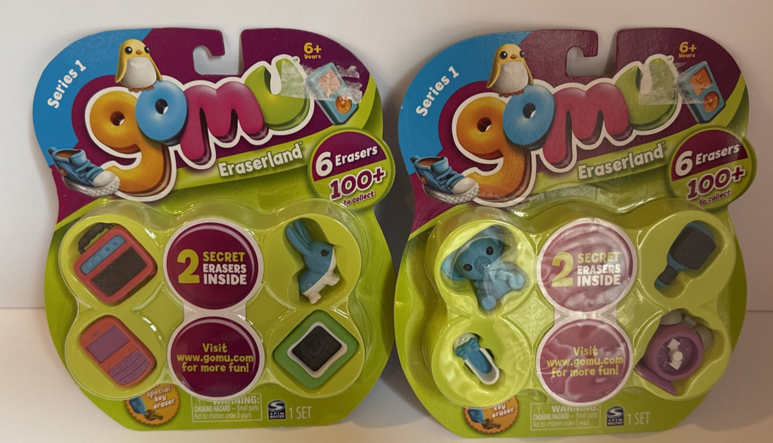 NEW Lot 2 Packs Gomu Eraserland Erasers Elephant Rabbit Brush Radio Calculator