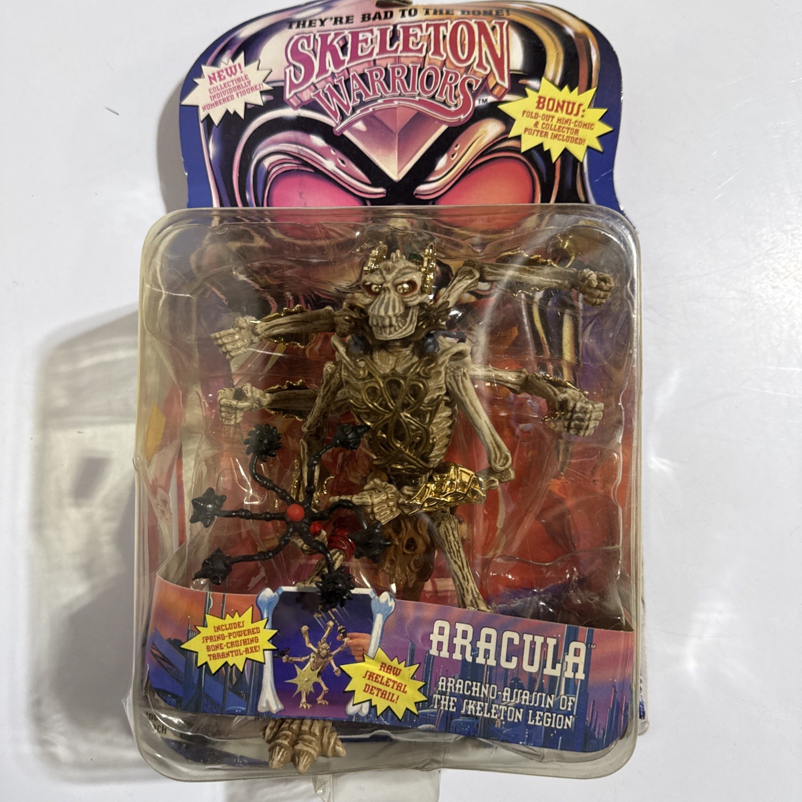 Skeleton Warriors Aracula Action Figure 90s Toy Playmates Separating From Card ￼