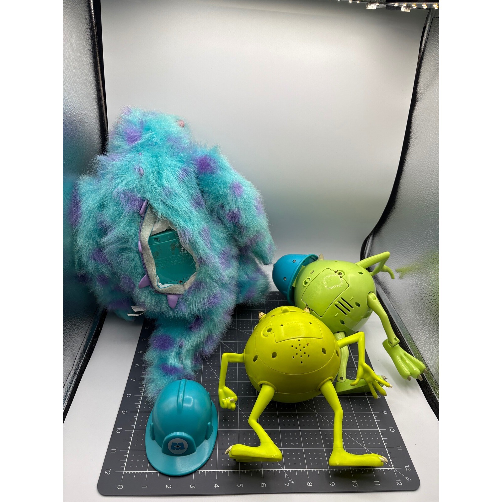 Disney Monsters Inc Sulley Talking Plush & Mike Wazowski Figure Lot 2001 Vintage