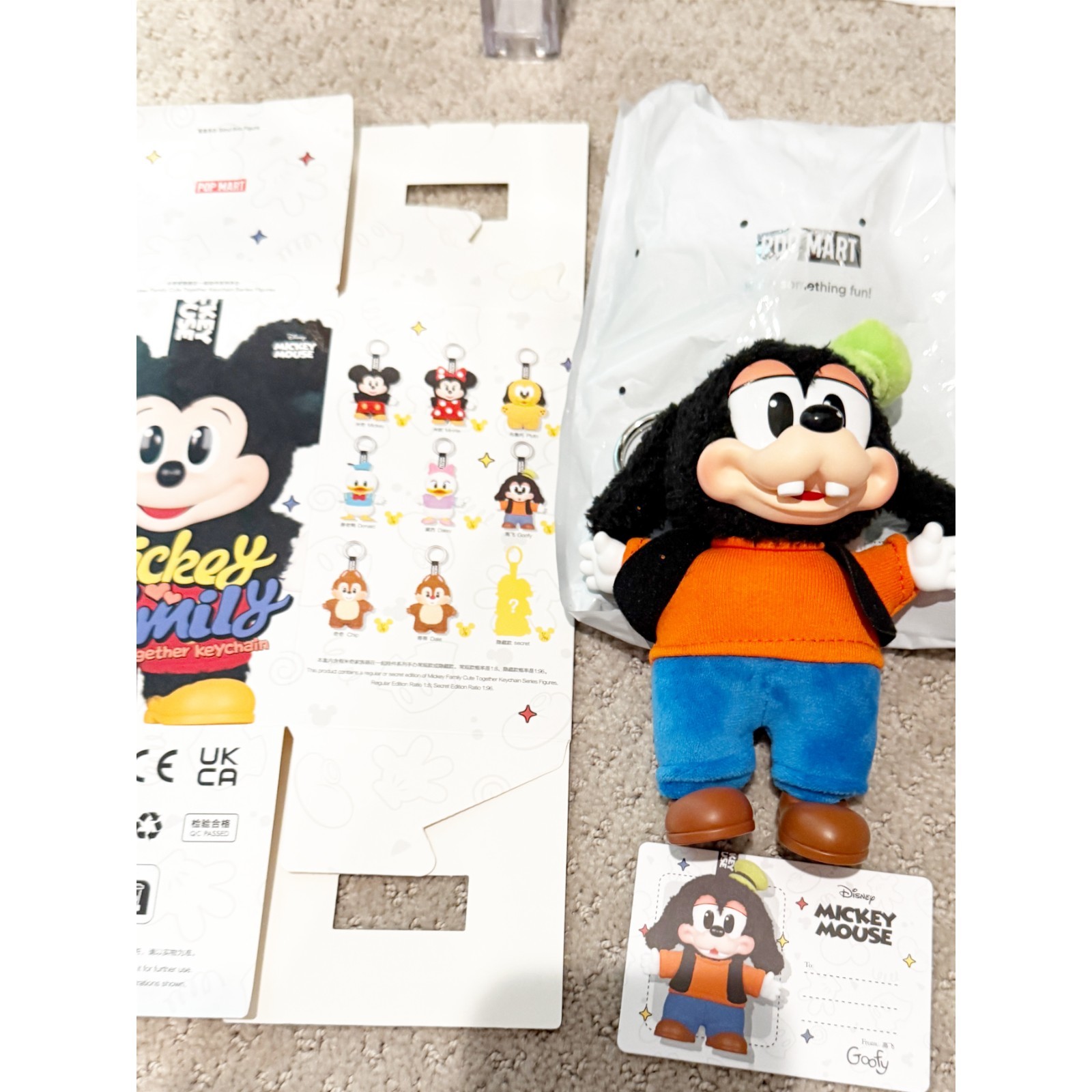 POP MART x Mickey Family Cute Together Keychain Series Keychain Plush – Goofy