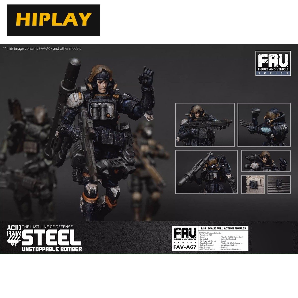 HiPlay TOY ALLIANCE Acid Rain World 1/18 Steel Unstoppable Bomber Action Figures
