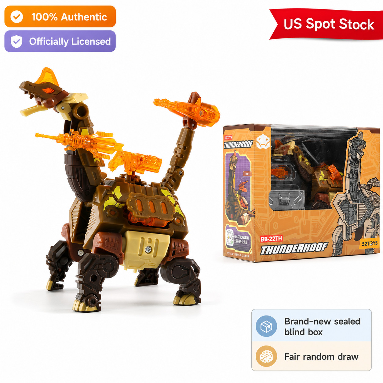 52TOYS BEASTBOX BB-22TH THUNDERHOOF Transforming Brachiosaurus Cube Mecha Figure