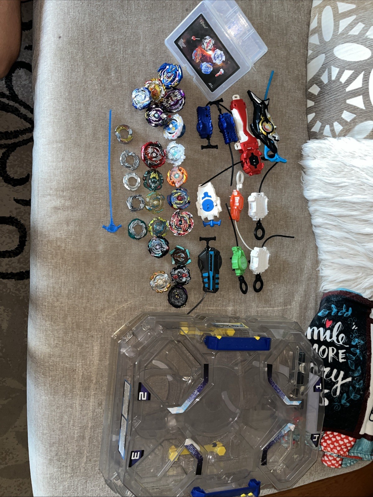Large Collection of Beyblades With 2 Level Stadium, All In Good Condition