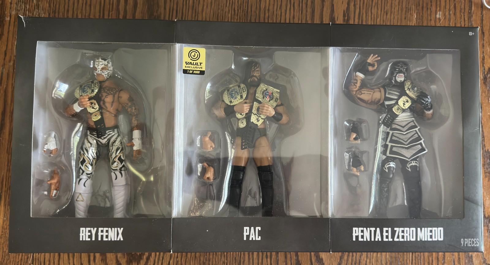 AEW Death Triangle 3-Pack Jazwares Vault 1/3000 PAC, Rey Fenix, Penta Exclusive