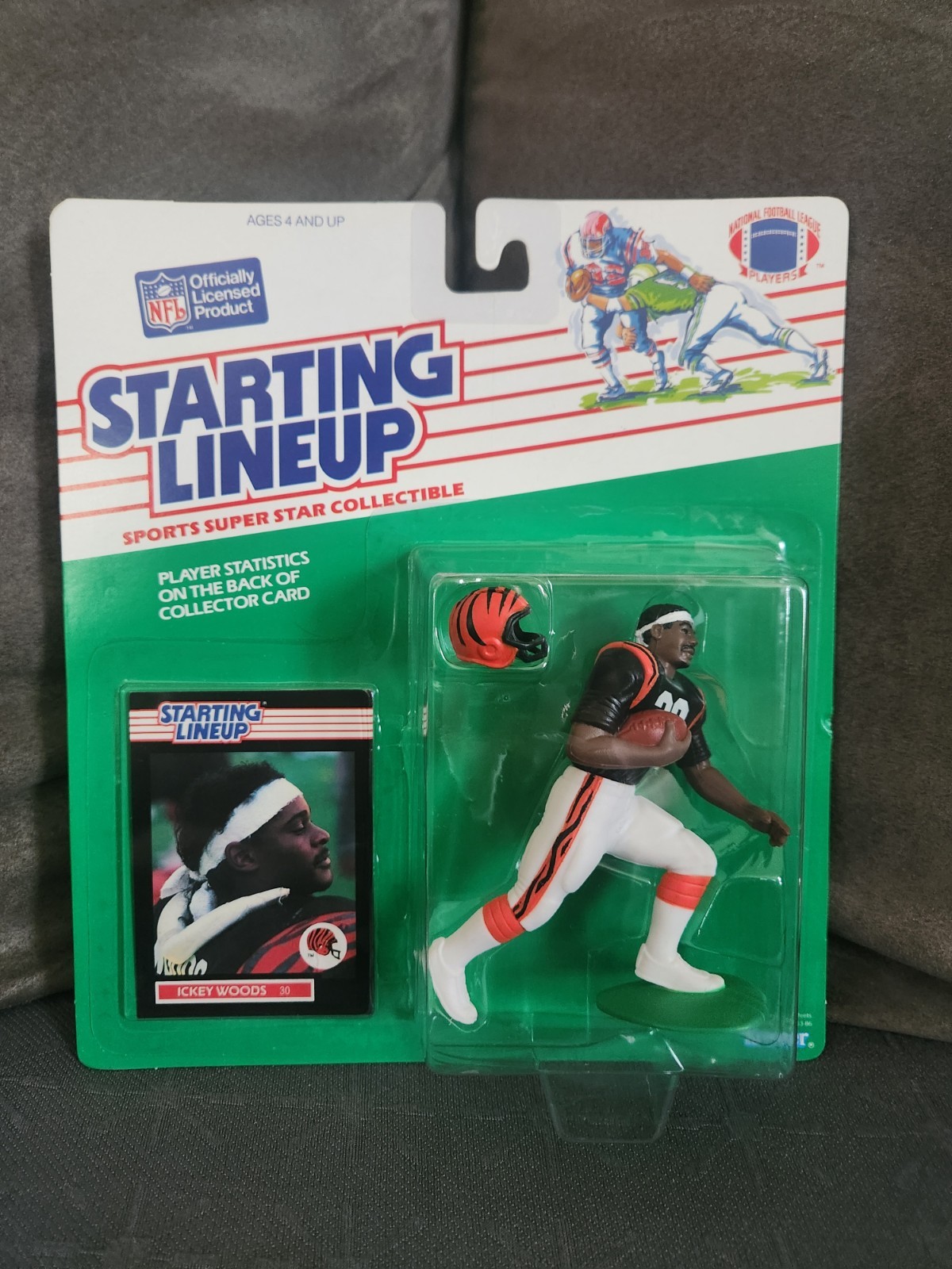 1989 ICKEY WOODS STARTING LINEUP NO CREASES BENGALS ROOKIE SLU REGIONAL MOC NM