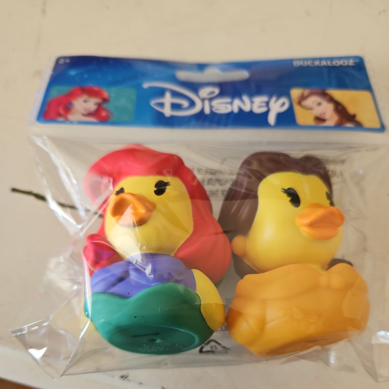 Brand New In Package Disney Ariel & Belle Character Rubber Duck Duckalooz Ducks