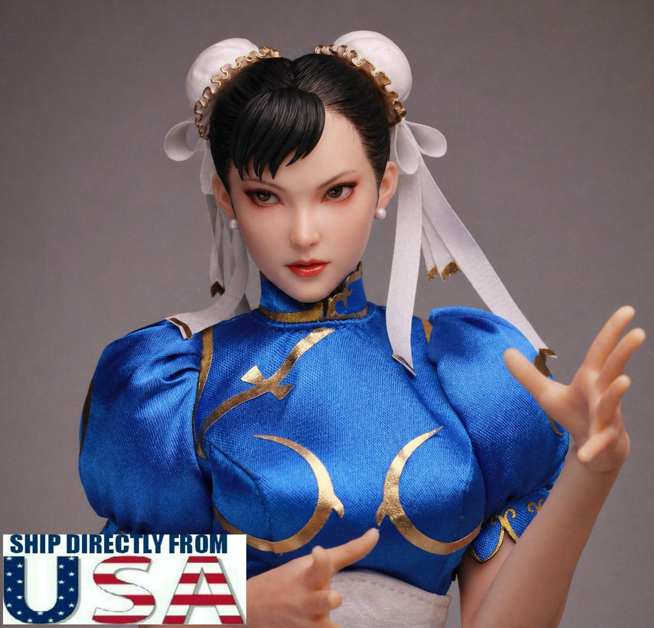 1/6 Chun Fighter Female Head Sculpt Movable Eyes For 12″ PHICEN Hot Toys Figure