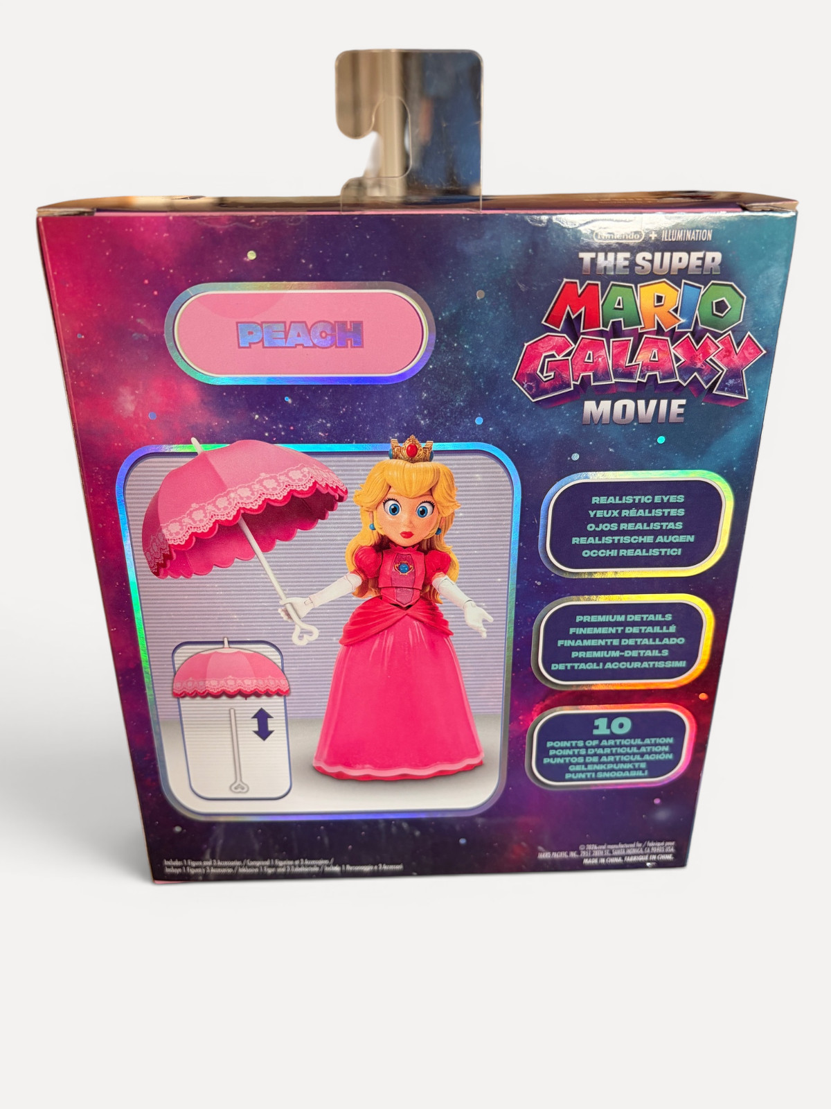 Super Mario Galaxy Movie Princess Peach Figure w/ Parasol Jakks New Sealed
