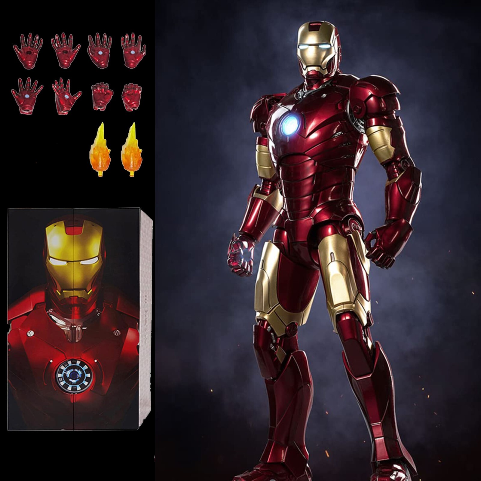 Marvel Avengers Iron Man Mark 3 MK3 Ironman Toy LED Light Action Figure Model