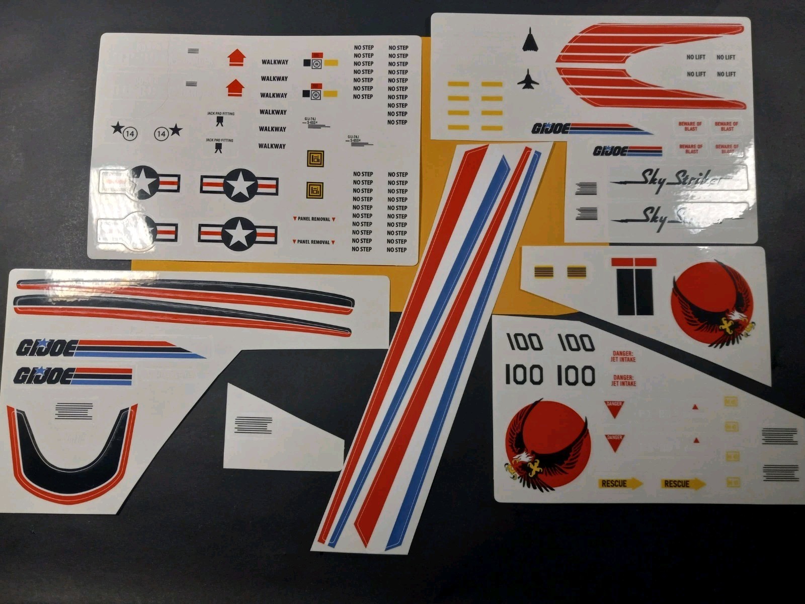 Gi Joe 1983 SkyStriker Sticker Set, New Custom Decals Peel & Stick, Sky Striker