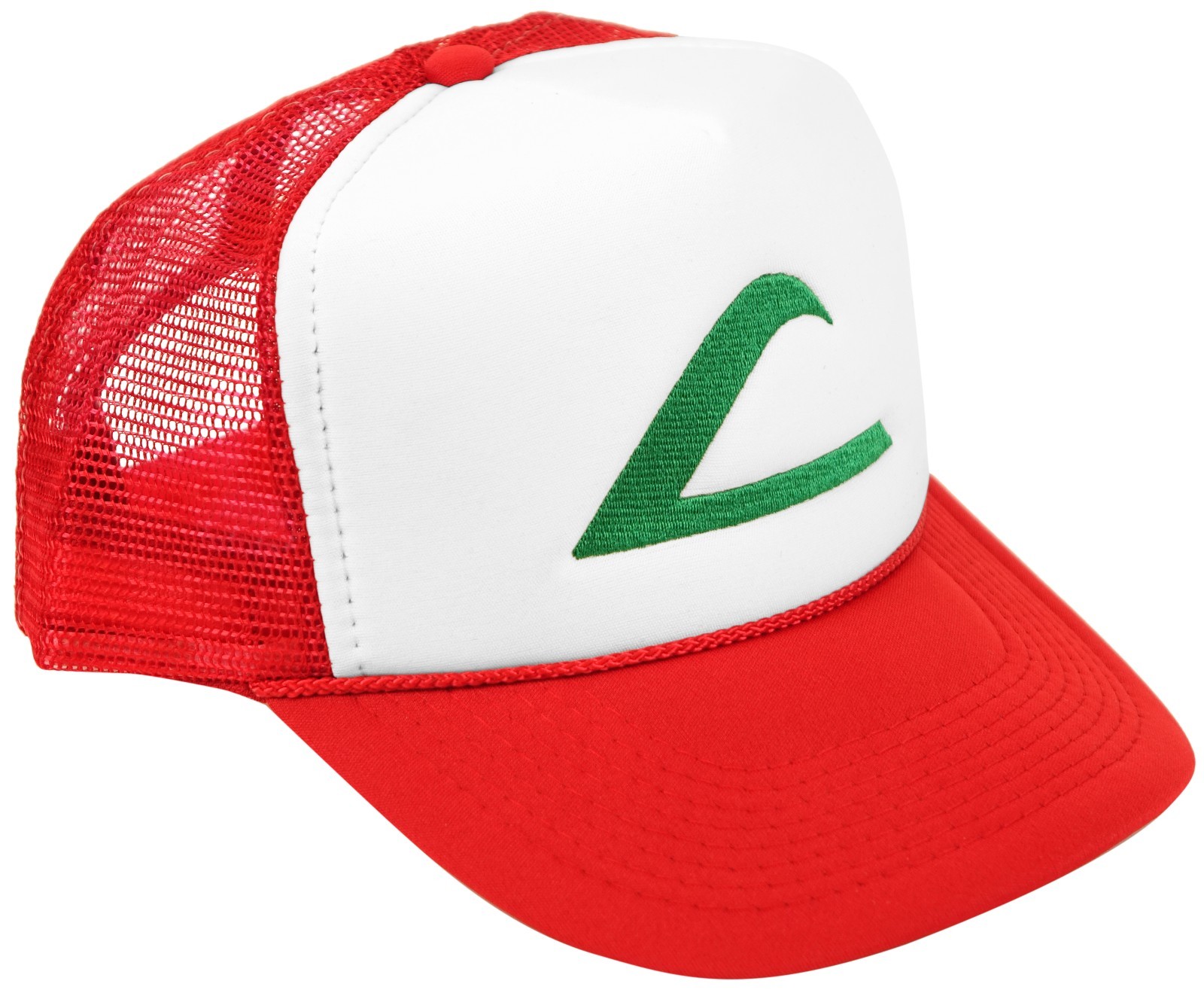 Ash Ketchum Cosplay Hat Mesh Cap with Plastic Snap Closure – Adult & Youth Sizes