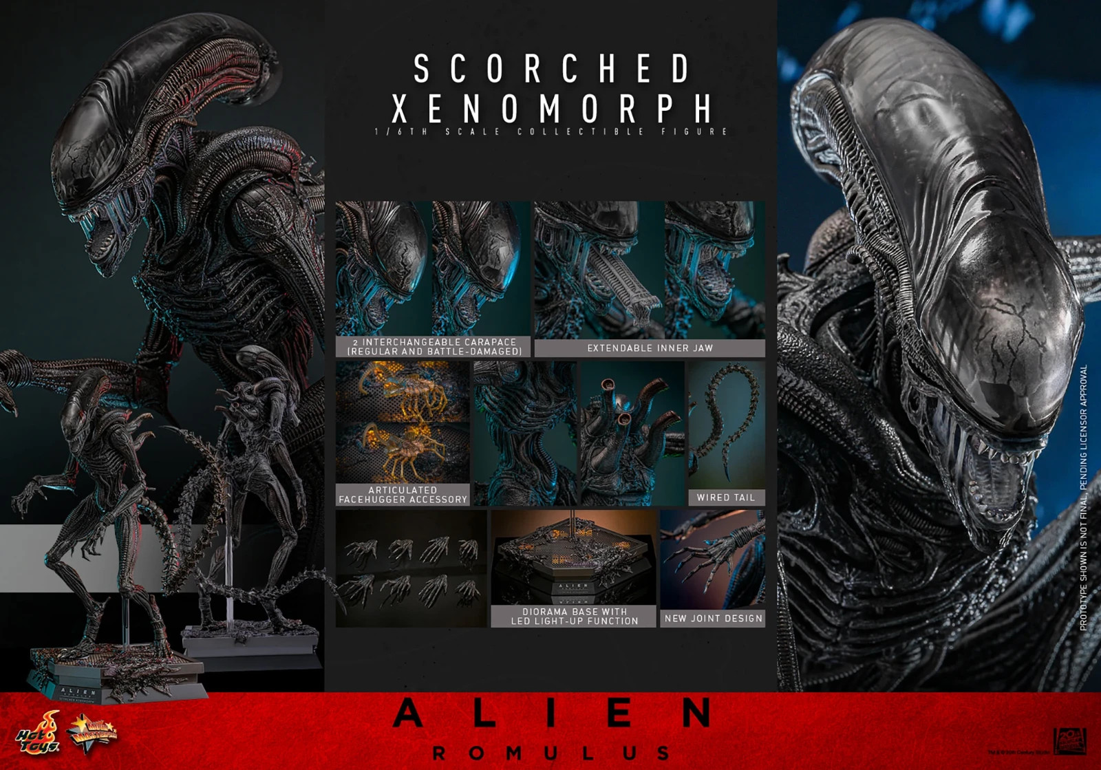 Hot Toys Alien Romulus Scorched Xenomorph 1/6 Scale Action Figure NEW MIMB