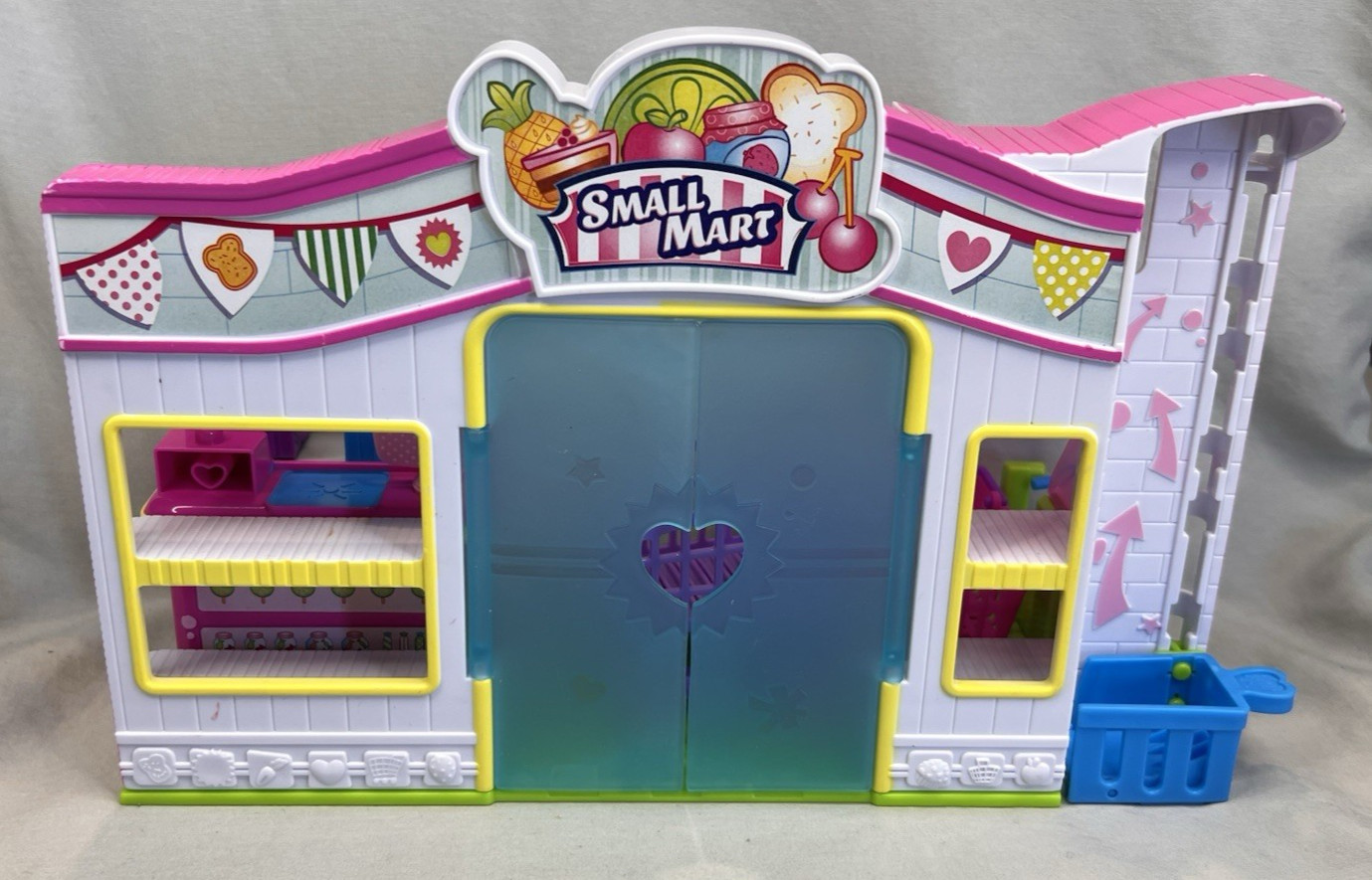 Shopkins Small Mart Grocery Store Playset 6 Pc Lot Cart Register Elevator