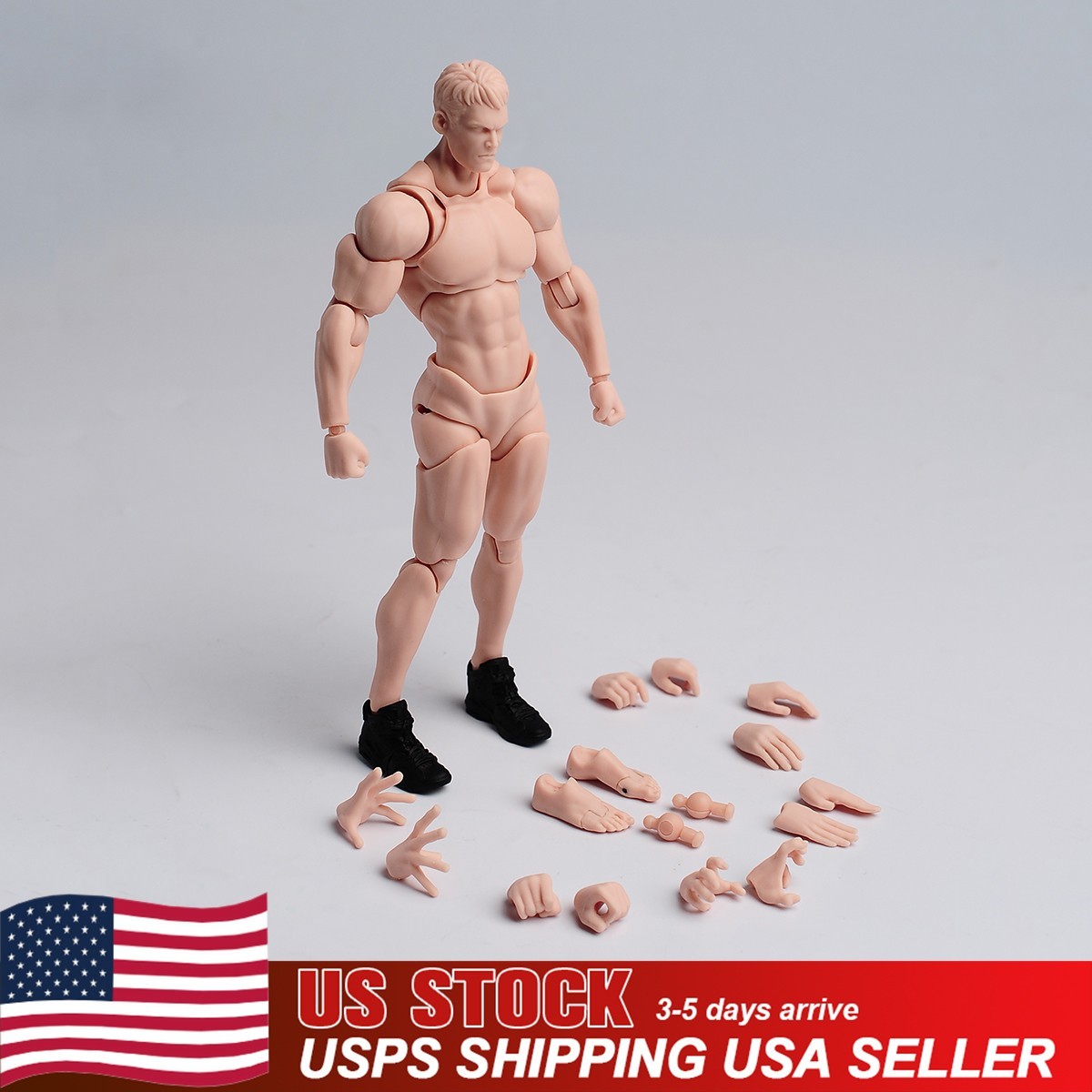 US Wind Toys 1/12 Super Flexible Male White Skin Body 6″ Action Figure Model Toy