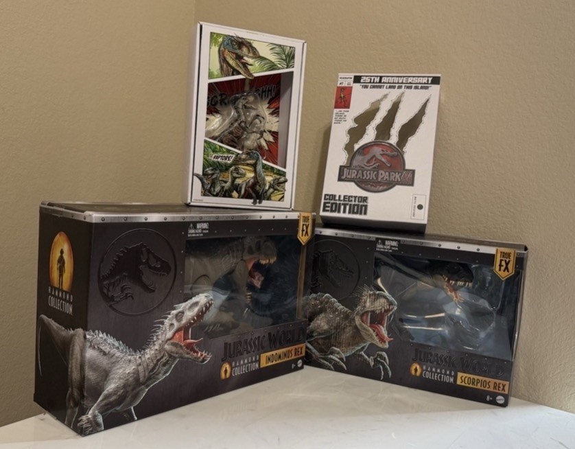 NEW Hammond Collection Indominus Rex, Scorpius Rex & Velociraptor Jurassic World