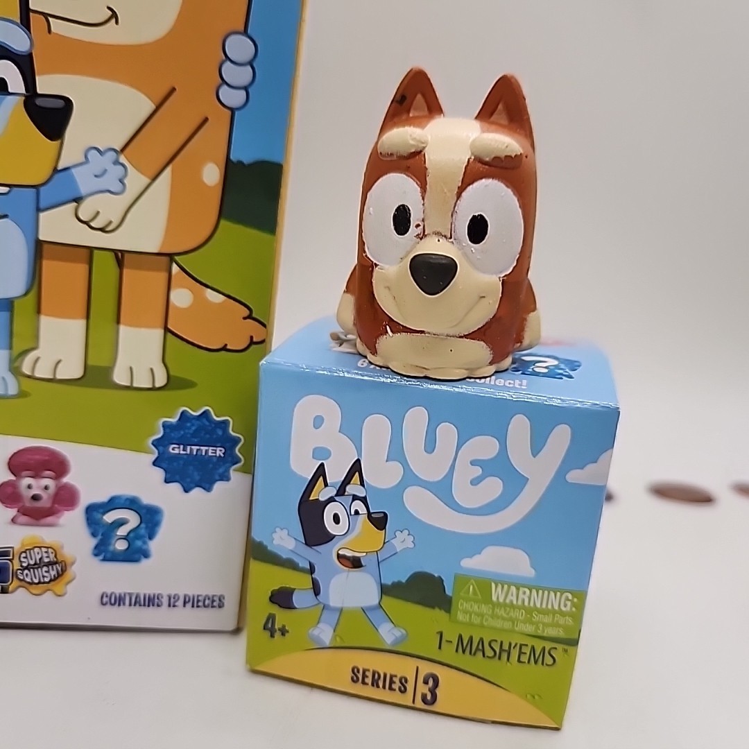Bluey Mashems Series 3 Squishy Mash’ems GLITTER Brown CHILLI HEELER New ?