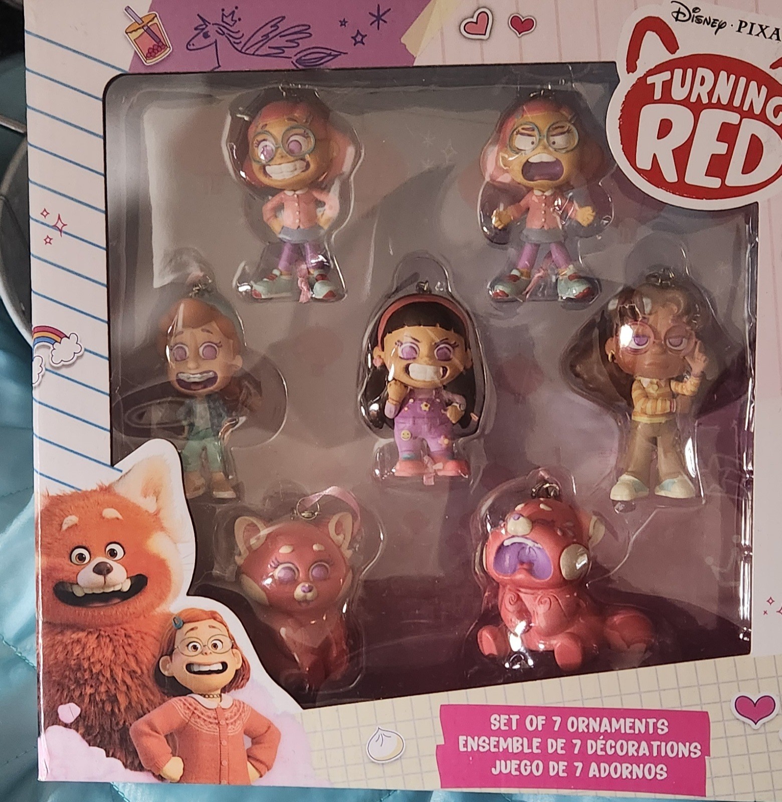Disney Parks Pixar Turning Red Set of 7 Ornaments NEW
