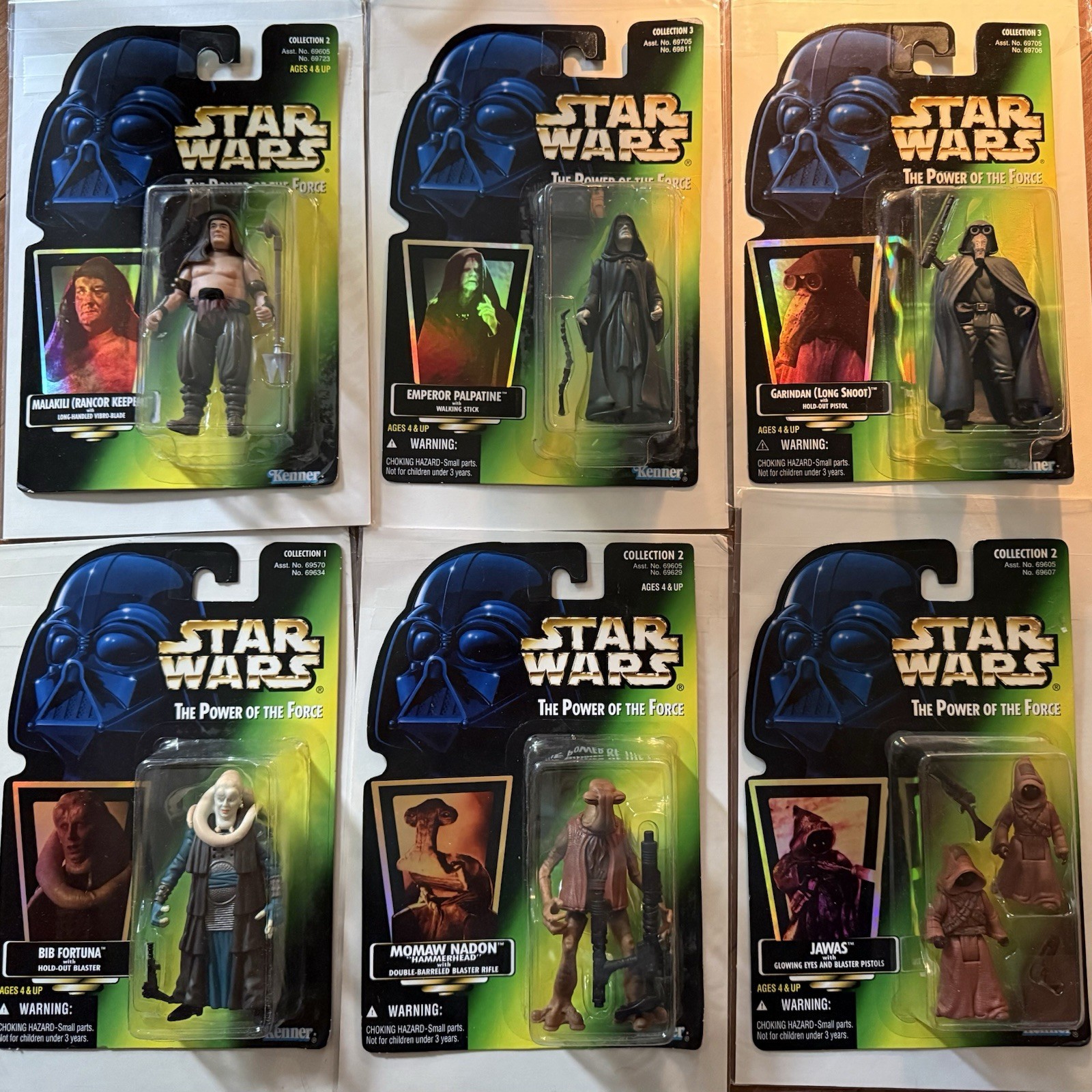 Star Wars Sealed Action Figures Lot of 6 Emperor Palpatine, Jawas, Bib Fortuna