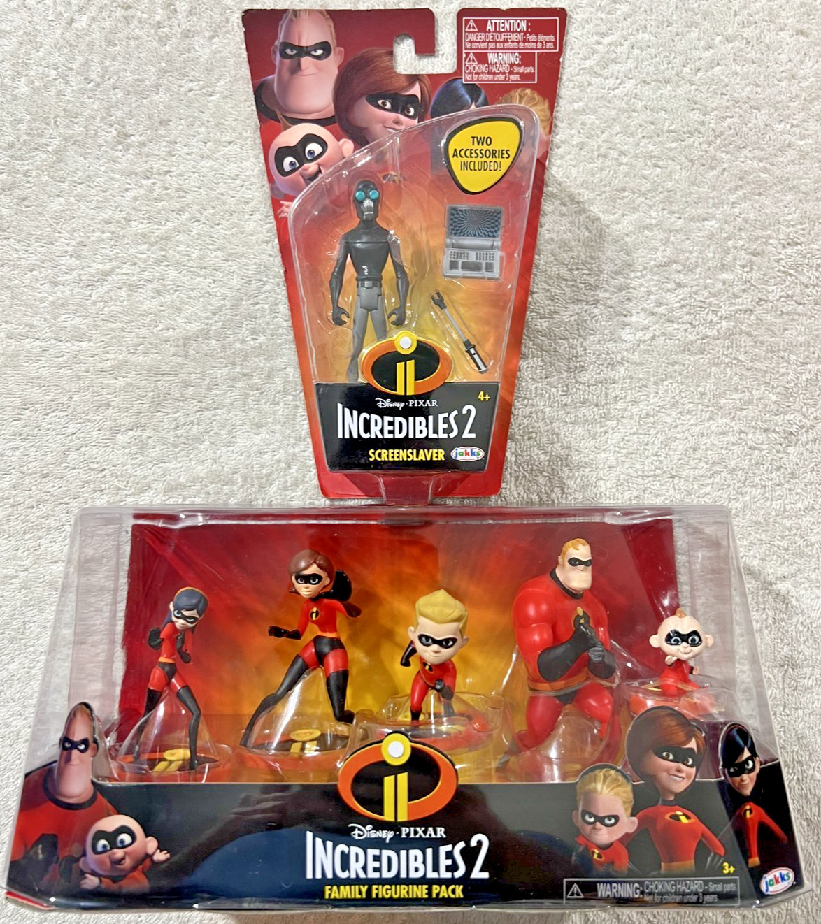 DISNEY PIXAR INCREDIBLES 2 FAMILY FIGURINE PACK + SCREENSLAVER FIGURE **NEW**