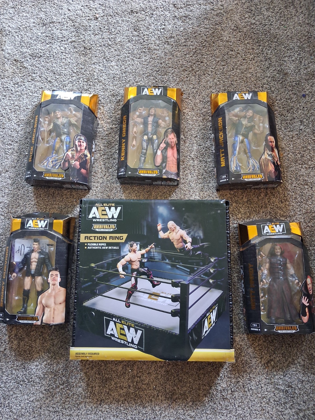 Lot AEW Wrestling Ring Cm Punk Sting Darby XL Shirt Kenny Omega Bucks Figure