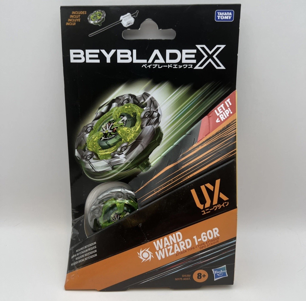 Beyblade X Wand Wizard 1-60R Green Hasbro Takara Tomy Booster Pack Wizard Rod