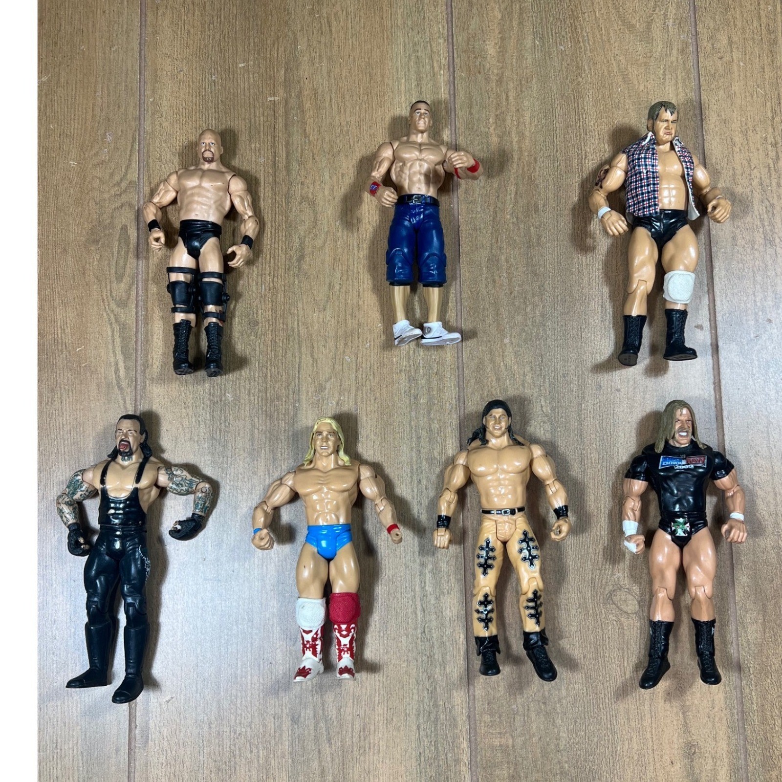 WWE Wrestling Action Figure Lot of 7 Stone Cold John Cena Undertaker Triple H