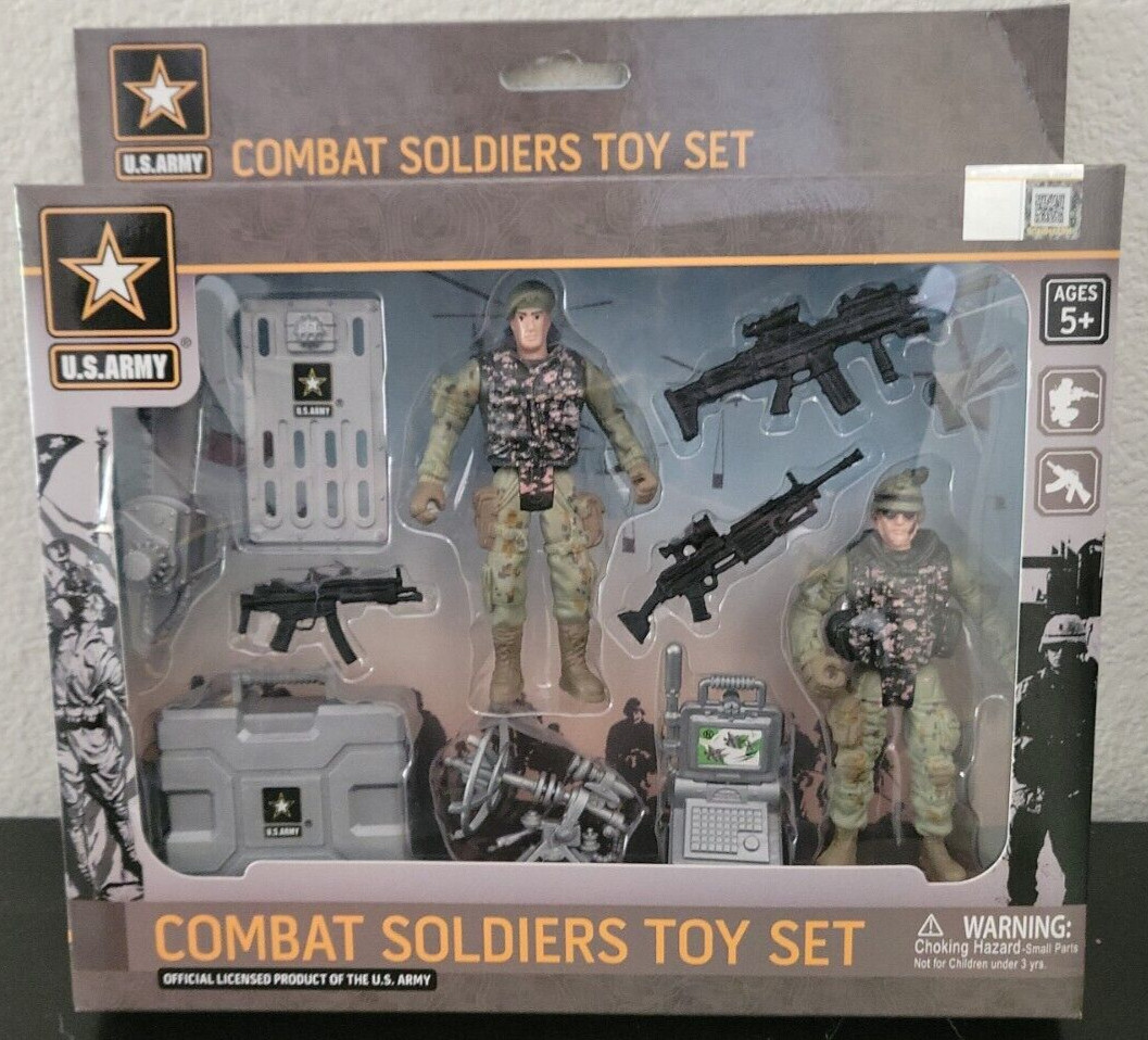 New U.S. Army 3 3/4″ Poseable Military Combat Soldiers & Weapons Toy Set
