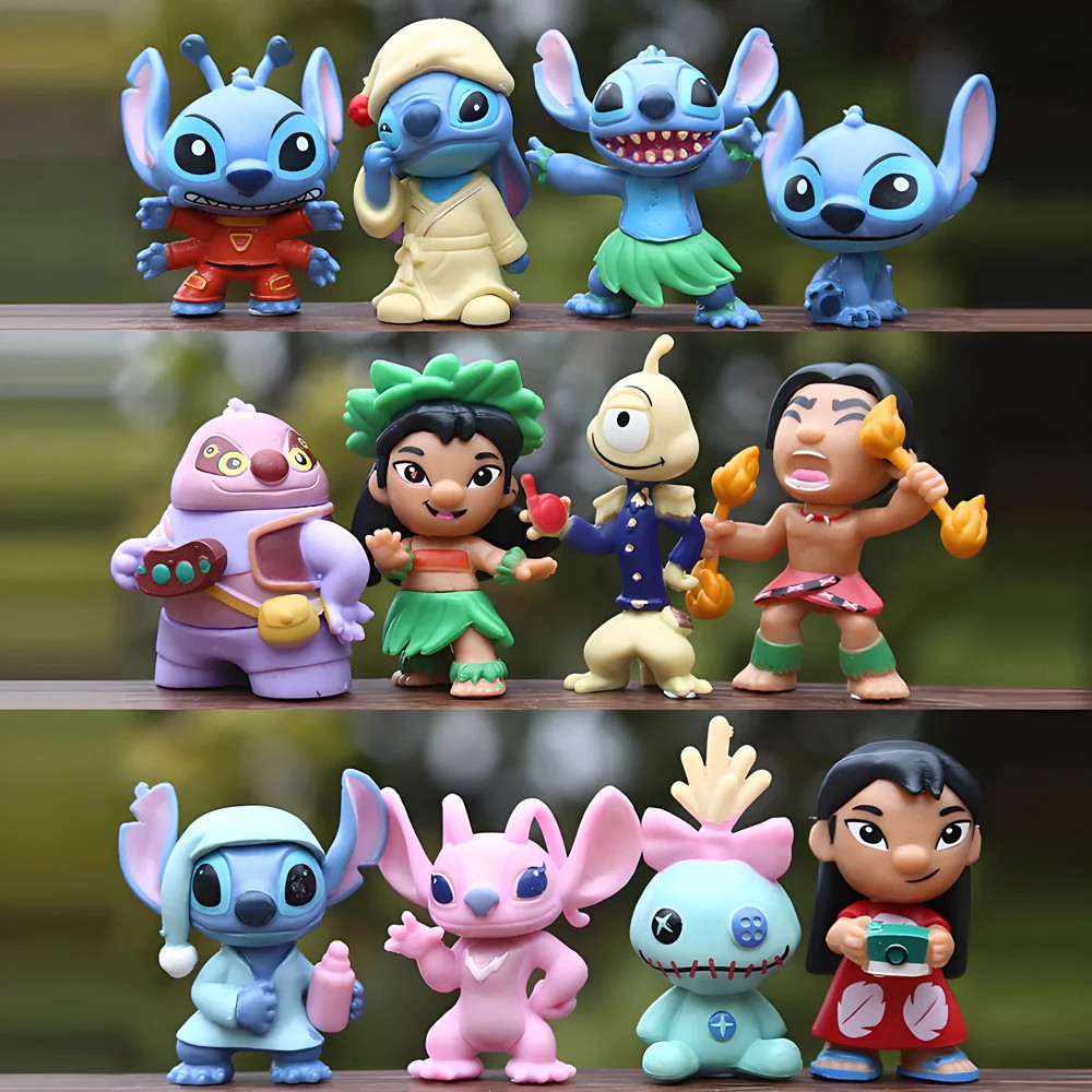 12Pcs/set Stitch Figure Toys PVC Figure Collectible Model Toys for Children Birt