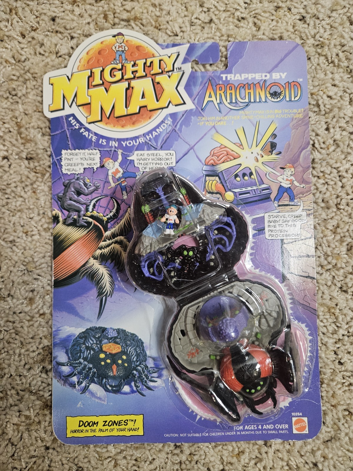 Mighty Max Trapped by ARACHNOID Mattel Doom Zones NEW OC See Photos