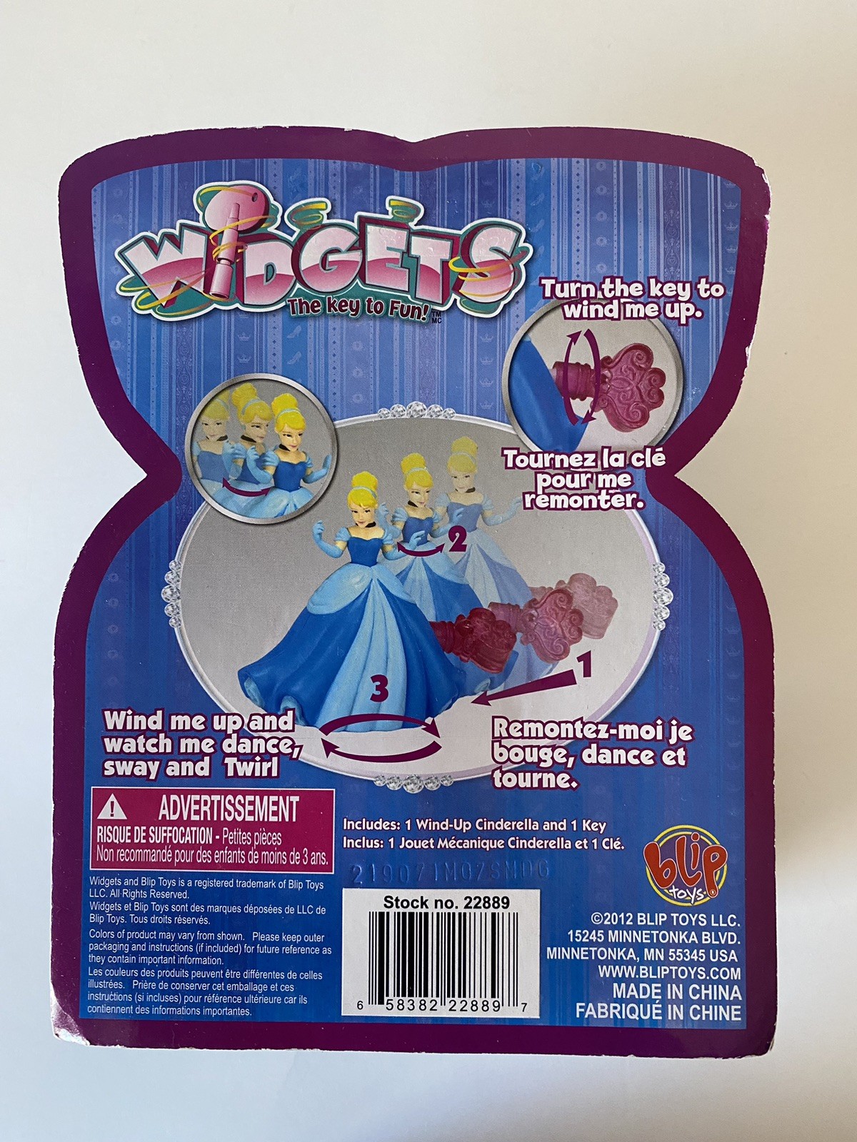 Disney Princesses Cinderella, Ariel & Belle Widgets Wind Up Toys, LOT OF 3, 2012