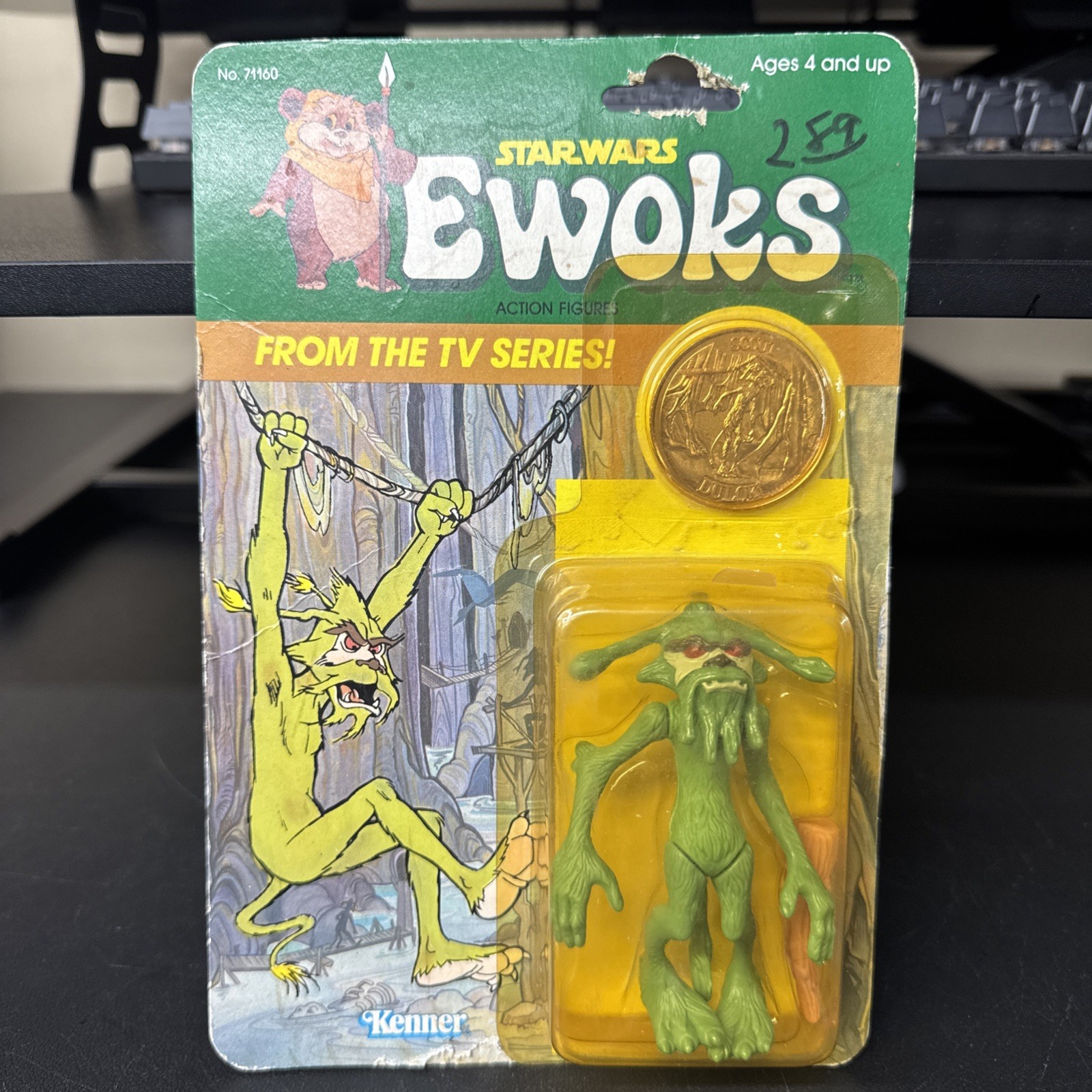 Star Wars Ewoks Dulok Scout With Coin 1985 Kenner Action Figure New Sealed
