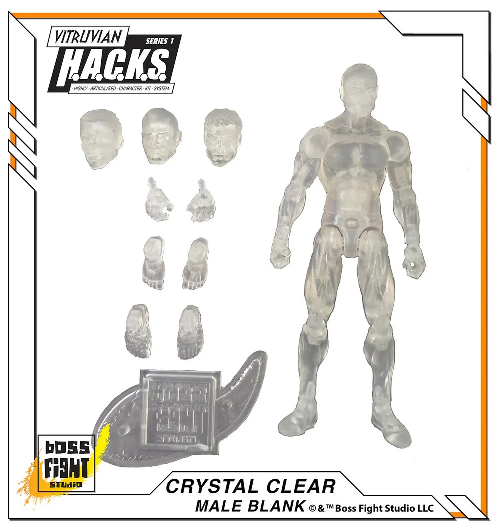 Transparent Crystal Vitruvian HACKS Blank Male Action Figure 3 3/4″ Boss Fight